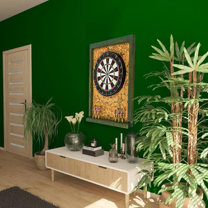 Der Premium Dart Wandschutz Surround aus Holz und Kork (Grün), Grün