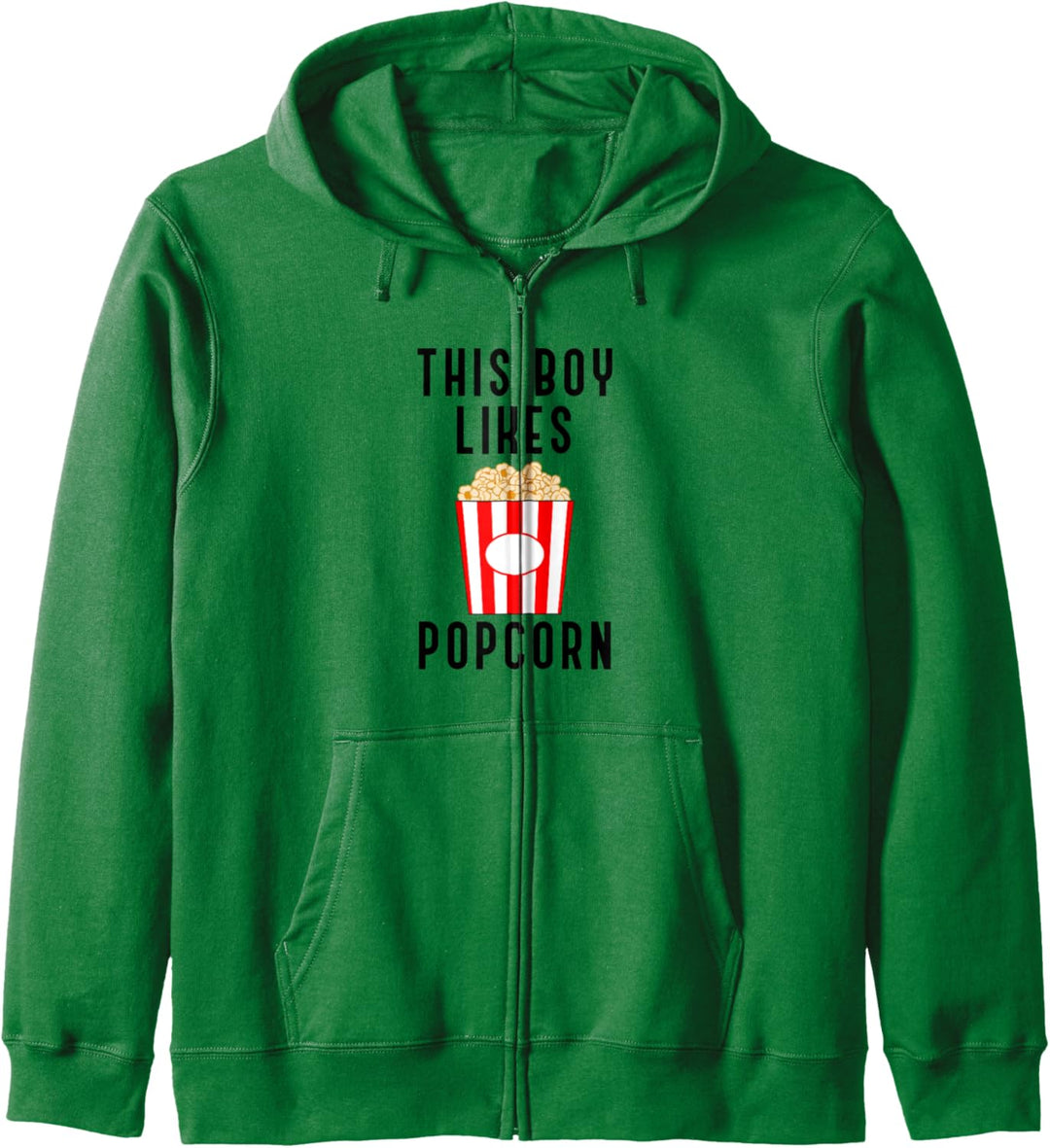 Junge mag Popcorn, isst Mais und schaut Filme Kapuzenjacke