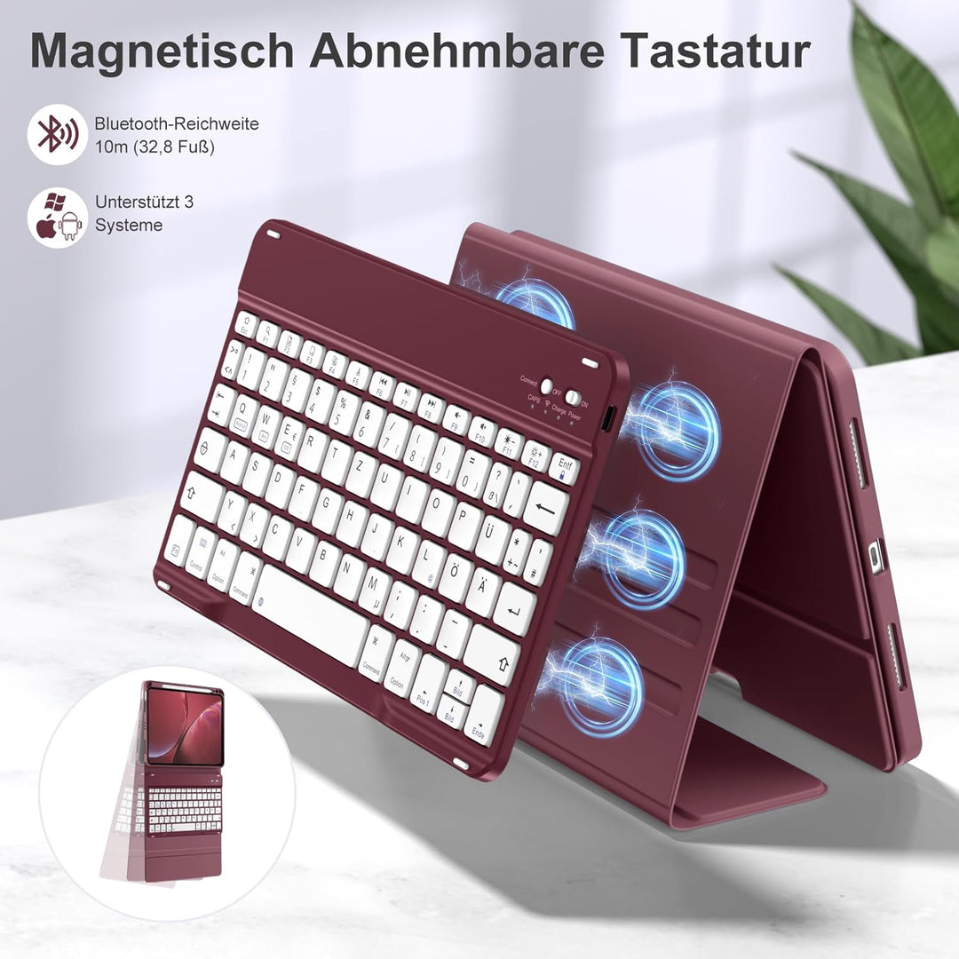 Hülle mit Tastatur für iPad Air 11 Zoll M3 2025 M2 2024/Air 5 Generation 2022 4. 2020 10,9 Zoll, Mag
