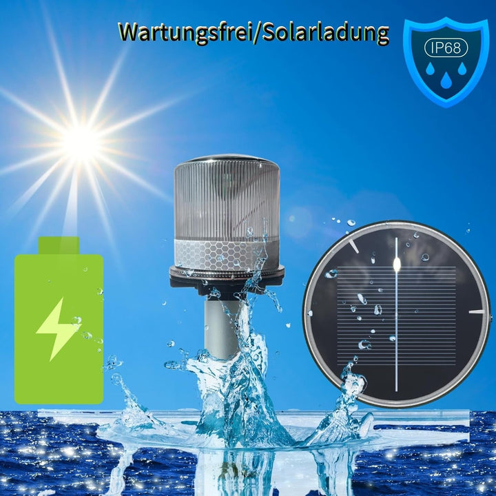 Cloud Fire Navigationslicht Solar,Led Toplicht Boot 0.5nm,360°Ankerlicht mit Halterung IP67 Wasserdi