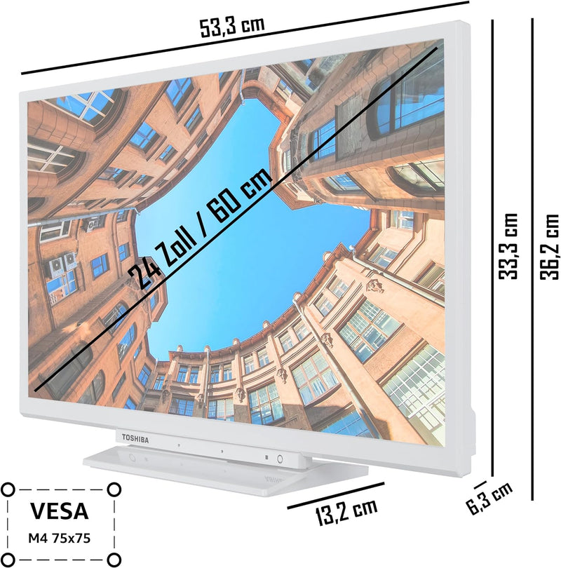 Toshiba 24WK3C64DAW 24 Zoll Fernseher/Smart TV (HD Ready, HDR, Alexa Built-In, Triple-Tuner, Bluetoo