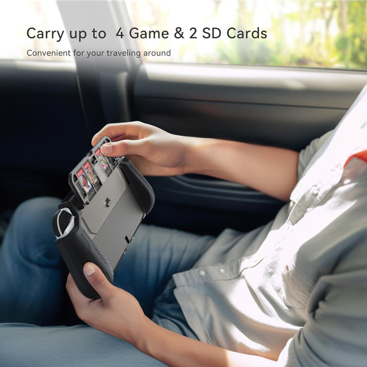 KIWIHOME Switch OLED Hülle mit Spiele Aufbewahrung im Flip Design, Dockbare Schutzhülle für Nintendo