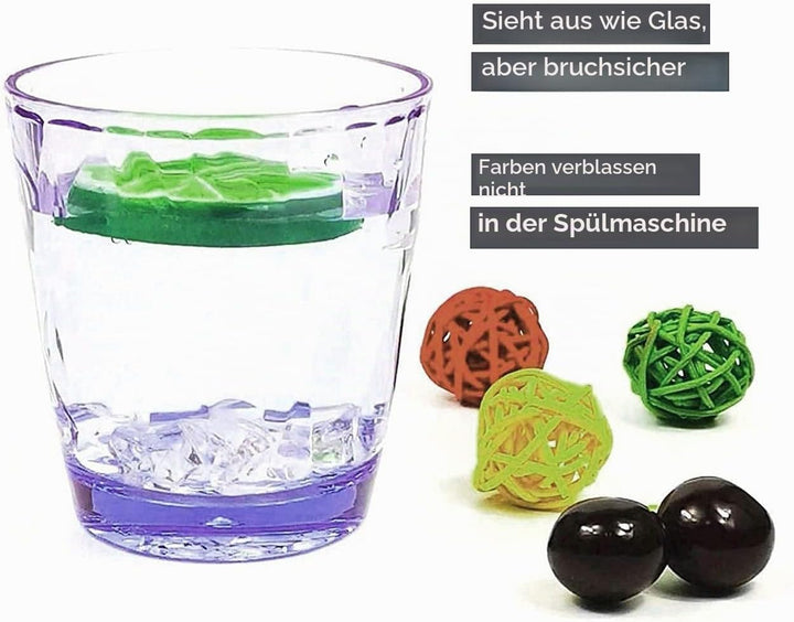 8 Stück 300 ml unzerbrechliche Trinkgläser aus Kunststoff, spülmaschinenfest, BPA-frei, Saft-Gläser,