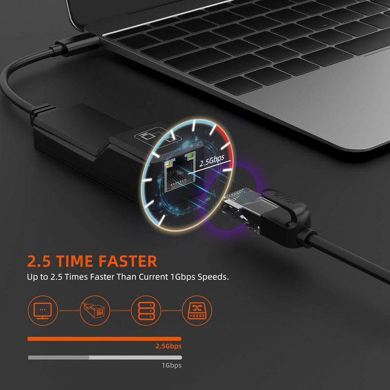 DriverGenius USB-C auf 2.5G Netwerkadapter, USB Gigabit Ethernet Adapter mit 2500Mbps für Win11 & Ma