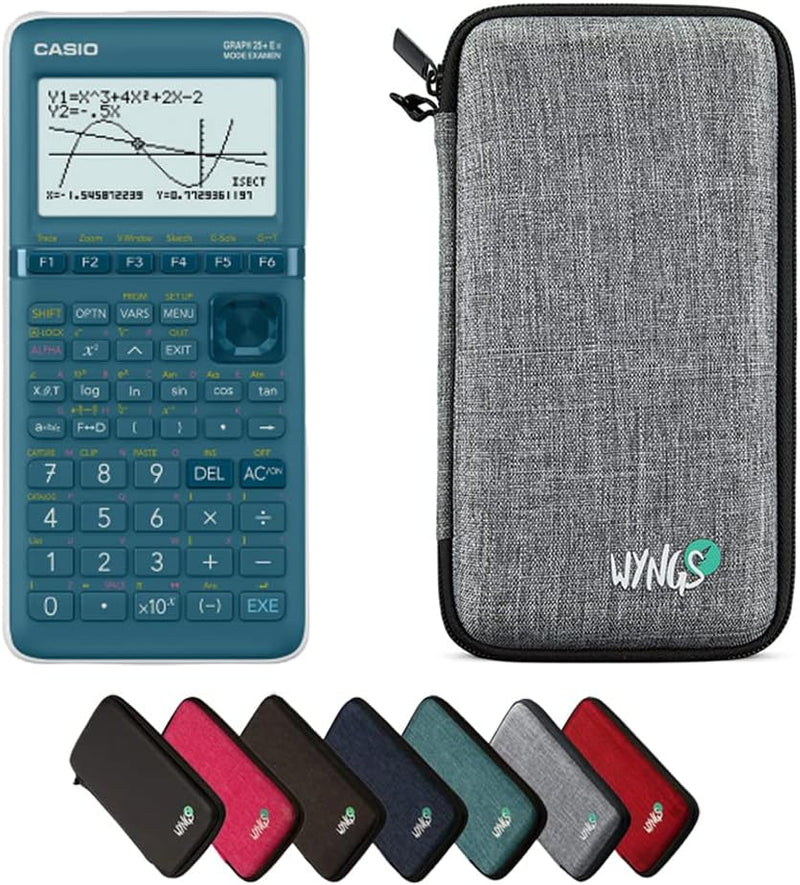 CALCUSO Sparkpaket: Casio Graph 25 E II + WYNGS Schutztasche hellgrau + Erweiterte Garantie von CALC