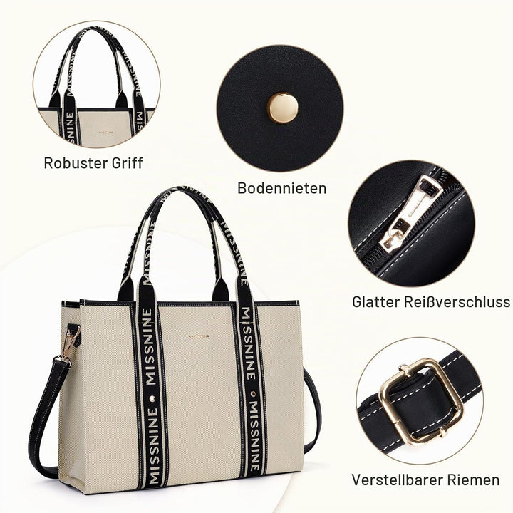 Missnine Tragetasche Canvas-Laptoptasche 15,6 Zoll Handtasche Damen Aktentasche für Damen grosse Kap