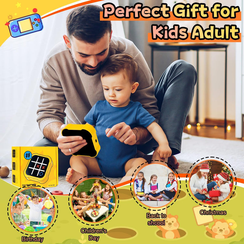 Tic Tac Toe Spiel, Tragbare 3-In-1-Puzzlespielkonsole, Tragbare Reisespiele für Bildung und Gedächtn