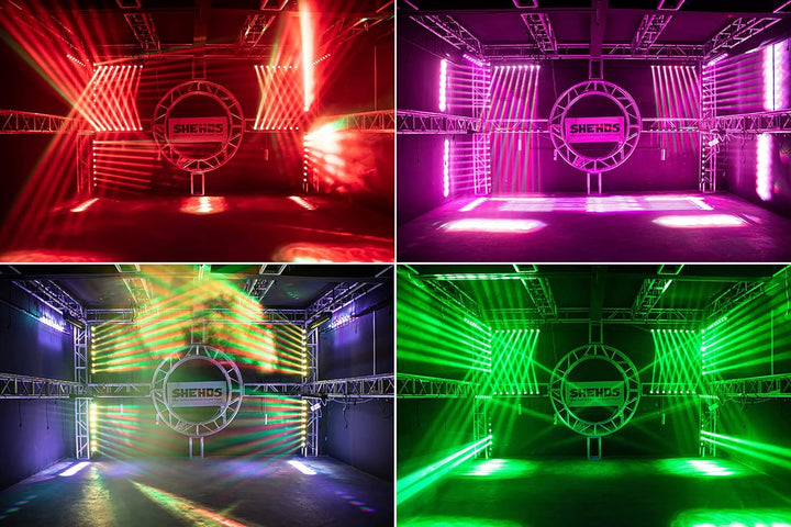 SHEHDS Moving Head Licht Bar LED 8x12W RGBW 4IN1 Strahl- und Blitz-Effekt 8° Linsenwinkel Bühnenlich
