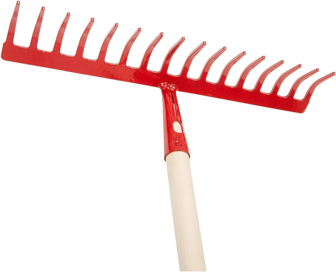 SHW-FIRE Effizientes Gärtnern mit 16 Zinken Rechen und 40cm Breiten Strassenbesen - Holzstiel inklus