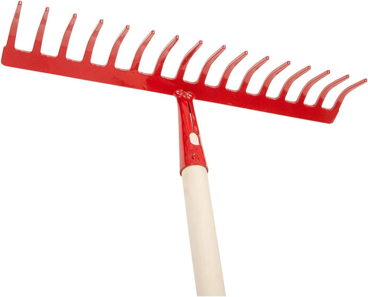 SHW-FIRE Effizientes Gärtnern mit 16 Zinken Rechen und 40cm Breiten Strassenbesen - Holzstiel inklus