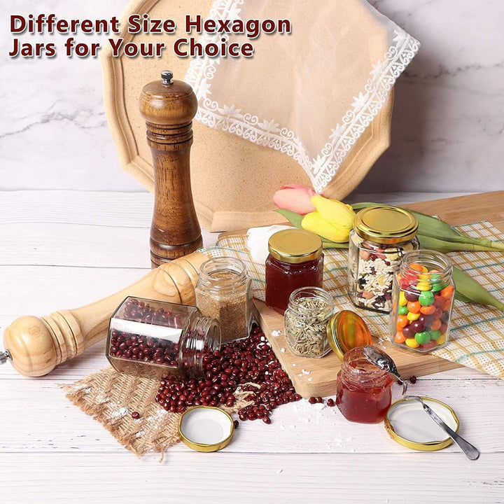 50 Stück Kleine Honiggläser 45ml, Mini Leer Marmeladengläser mit Deckel Honigglas mit Honiglöffel, B