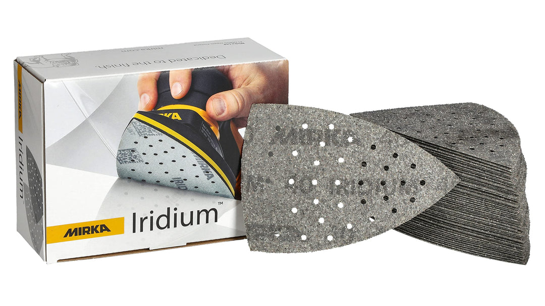 Mirka Iridium Schleifdreieck Premium-Schleifpapier 100x152x152mm 36-Loch Klett Korn 40, 50 Stk/Zum S