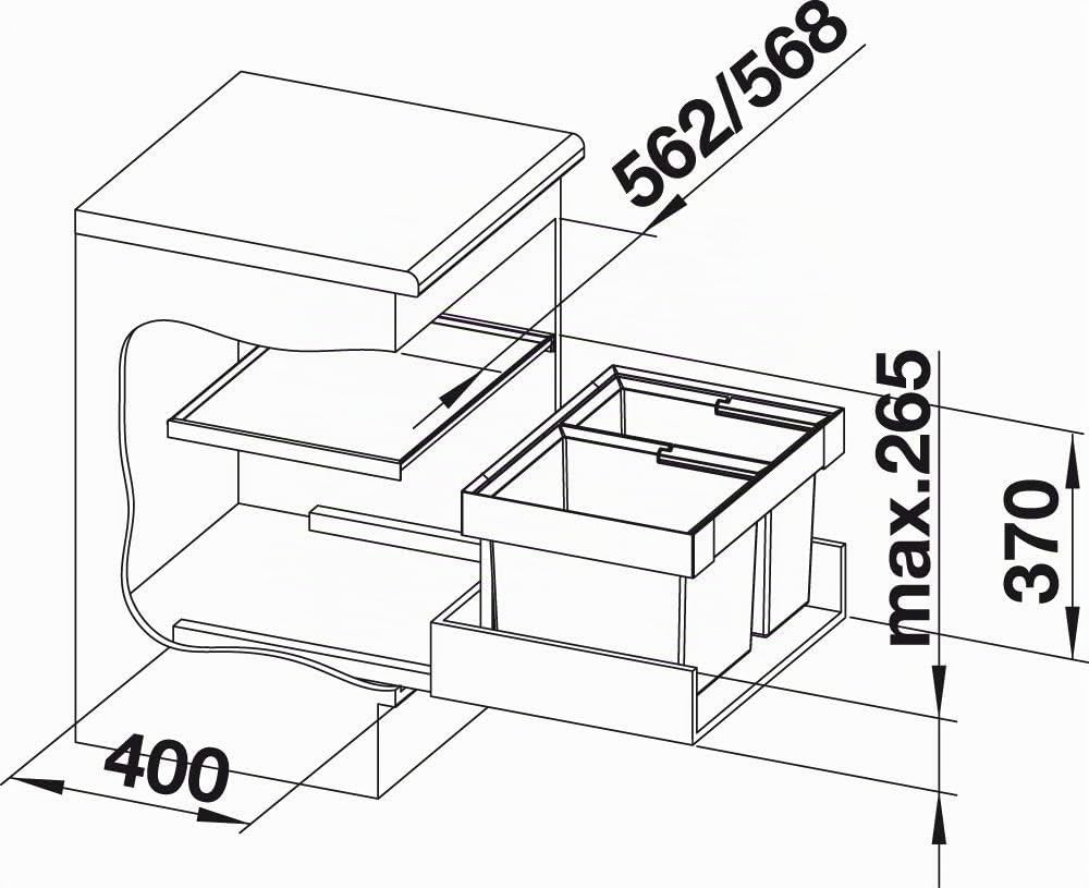 BLANCO Flexon II 60/2, Müllsystem für die Abfalltrennung in der Küche, mit 2 Mülleimern (30 l/19 l),