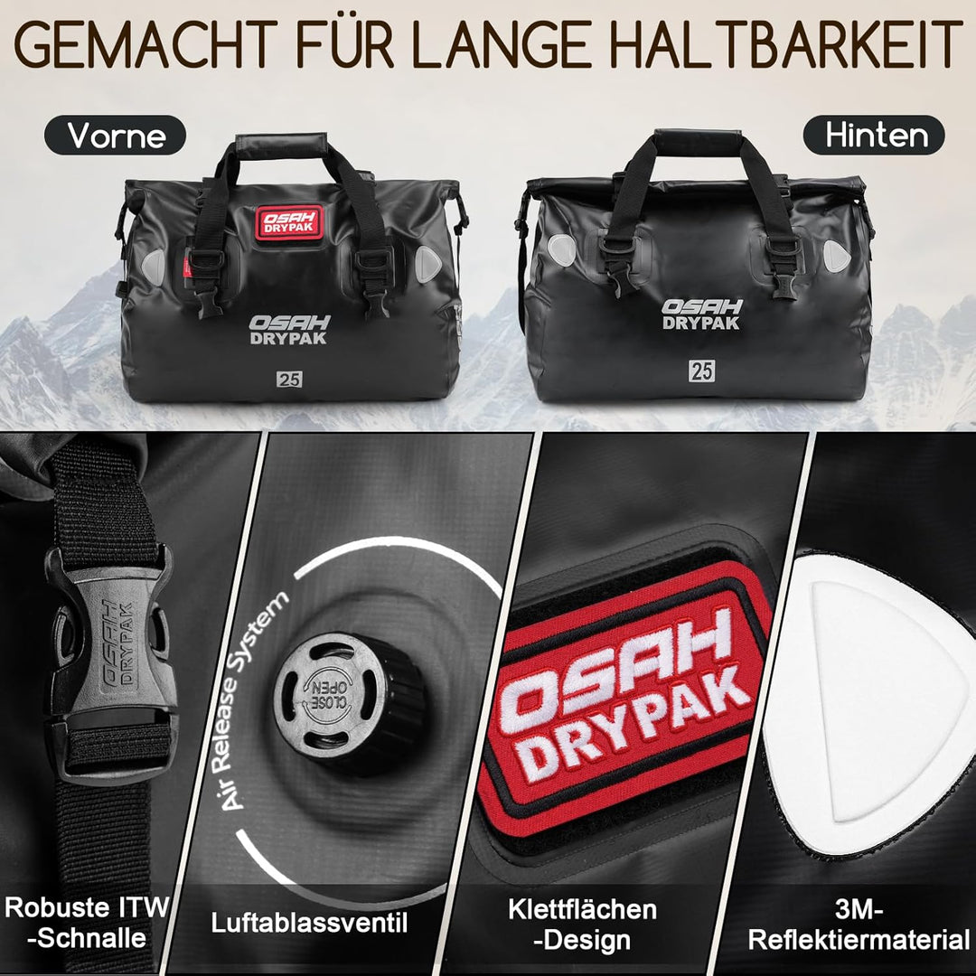 OSAH DRYPAK wasserdichte Rucksack Dry Bag – Wasserfeste Reisetasche Seesack, Rolltop, Grossem Staura