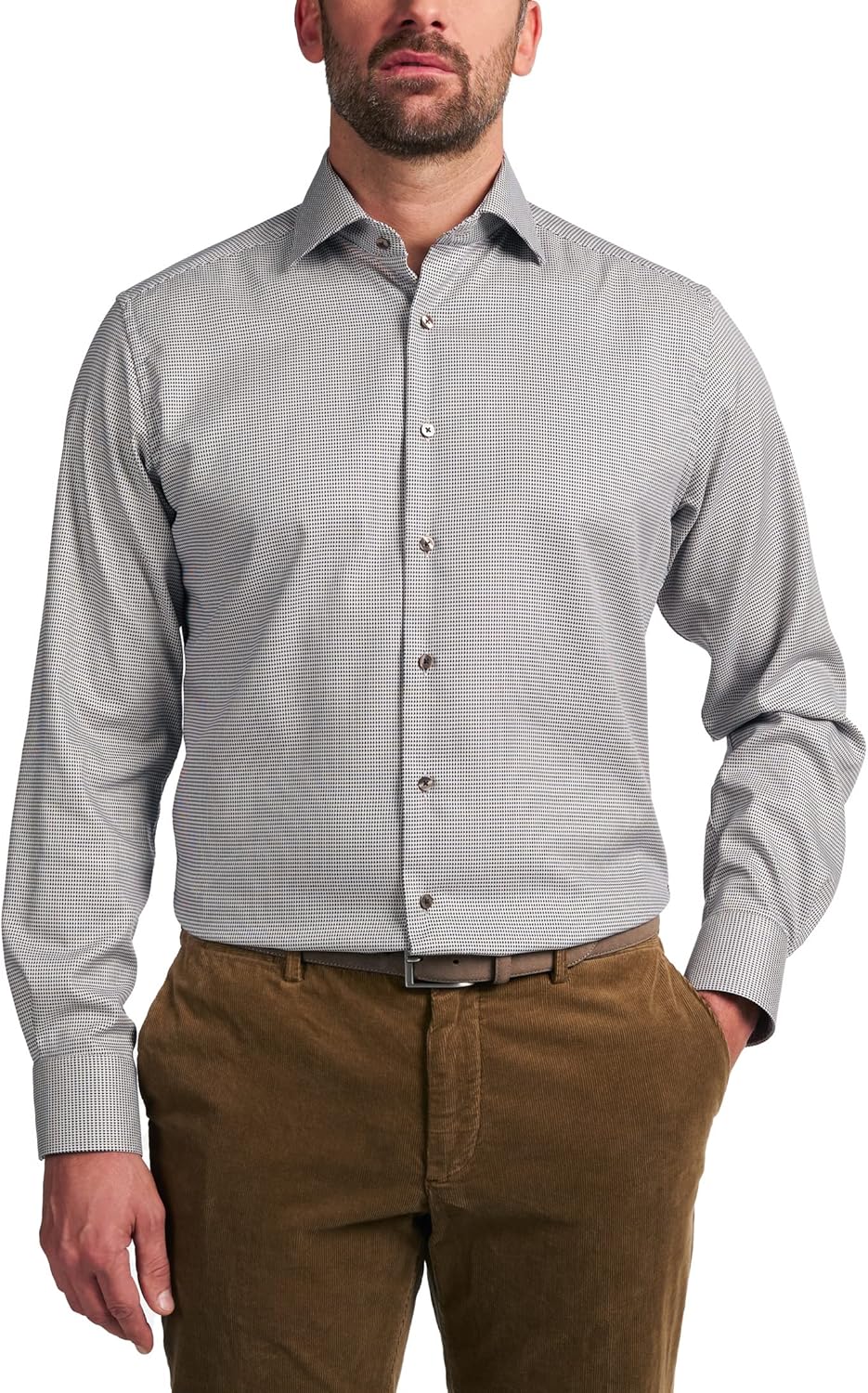 eterna Herren strukturiertes Baumwoll-Hemd MODERN FIT 1/1 dunkelblau 46_H_1/1