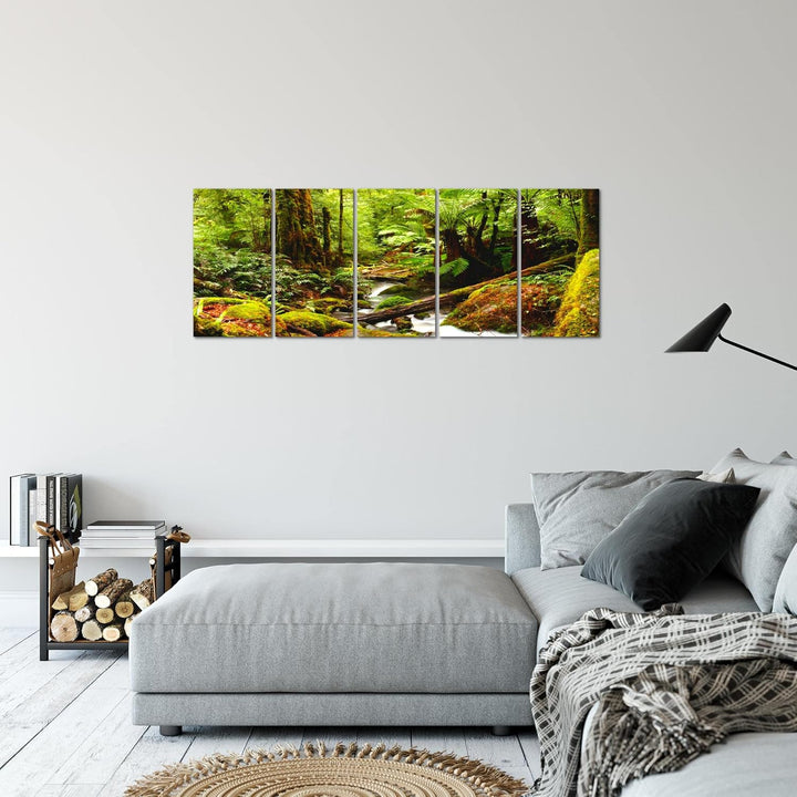 Runa Art Bild Wald Landschaft Wandbilder auf Vlies Leinwand 5 Teilig Wanddekoration Schlafzimmer Woh
