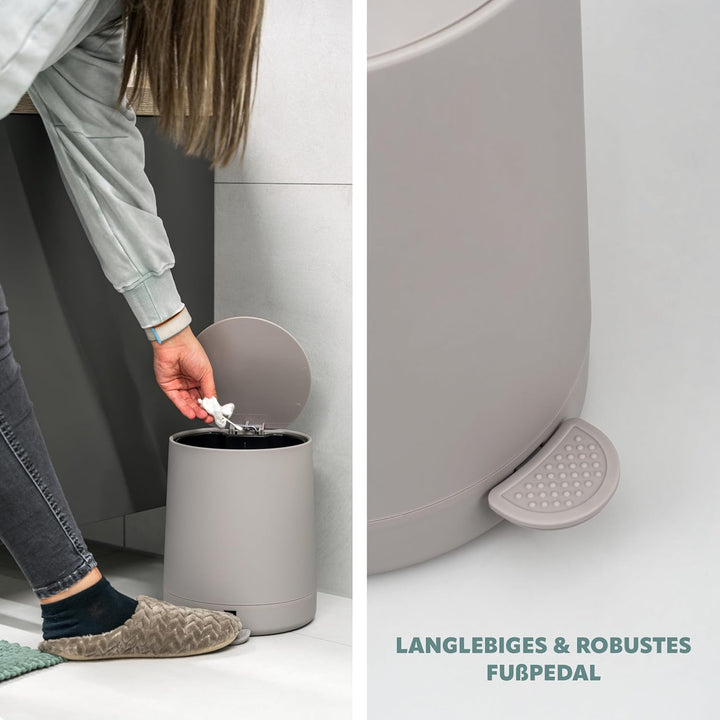 eluno Kosmetikeimer TESERO mit Soft-Touch Oberfläche, Treteimer 4 Liter Fassungsvermögen, mit Soft-C