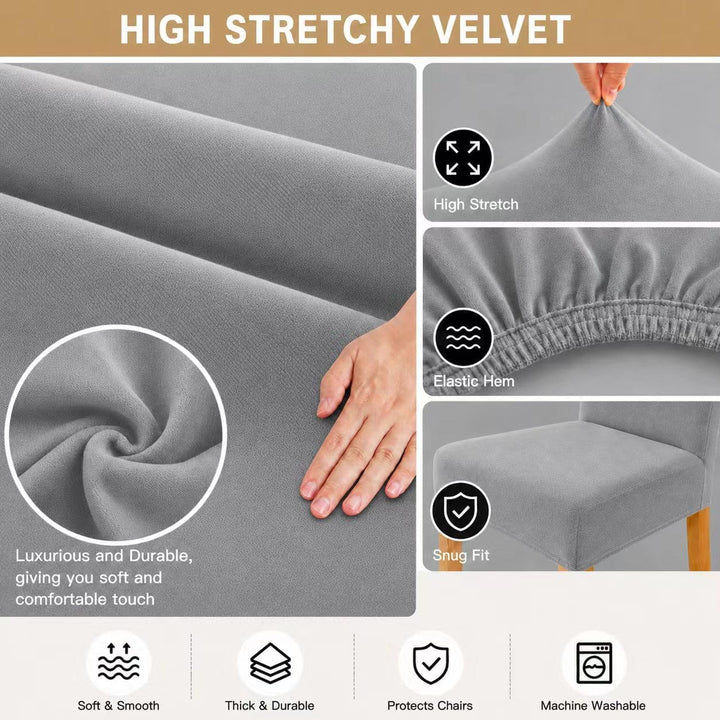 Morwealth 2er 4er 6er Set Stuhlhussen, Stuhlbezug für Esszimmer Waschbar Samt Stretch Stuhl hussen U