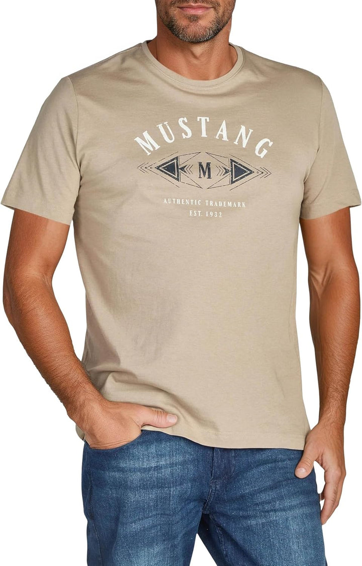 MUSTANG Herren T-Shirt 4er Pack Frontprint O-Neck Rundhalsausschnitt Kurzarm Regular Tee Shirt 100%