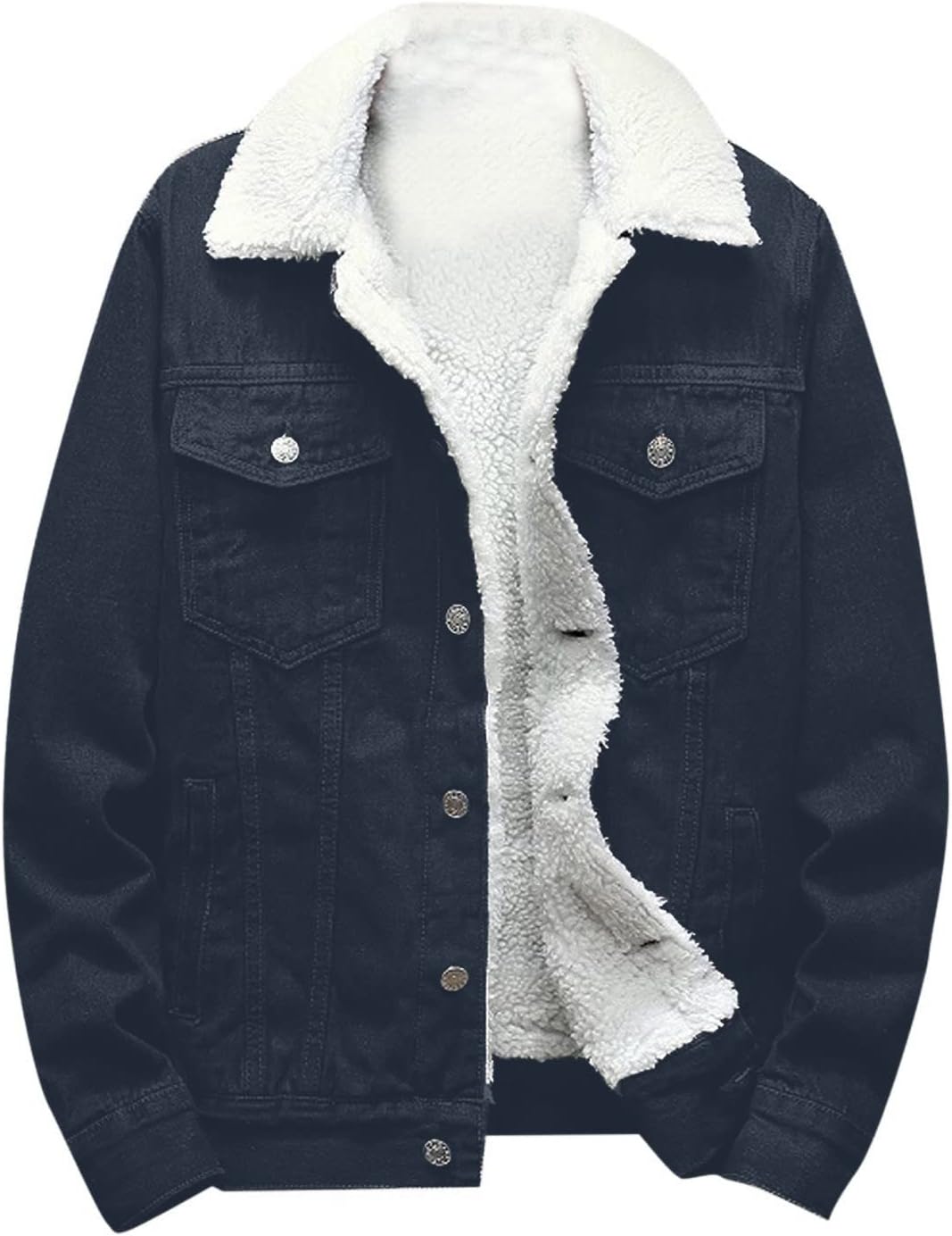 EMATOP Jeansjacke Herren Winter Denim Jacke Warme Gefütterte Cordjacke Mode Revers Jeans Jacken mit