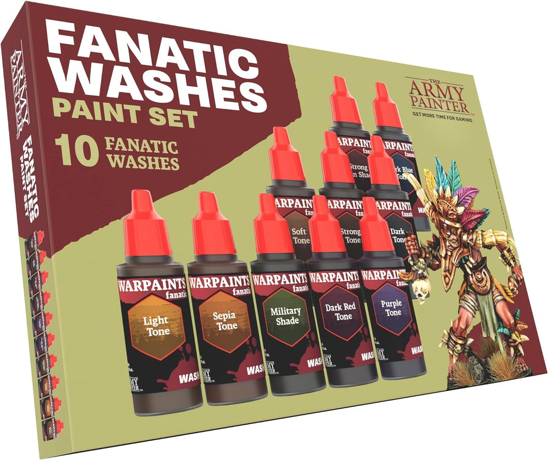 The Army Painter, Warpaints Fanatic Washes Set, Vollständiges Set von 10 Acrylfarben in 18 ml Tropff