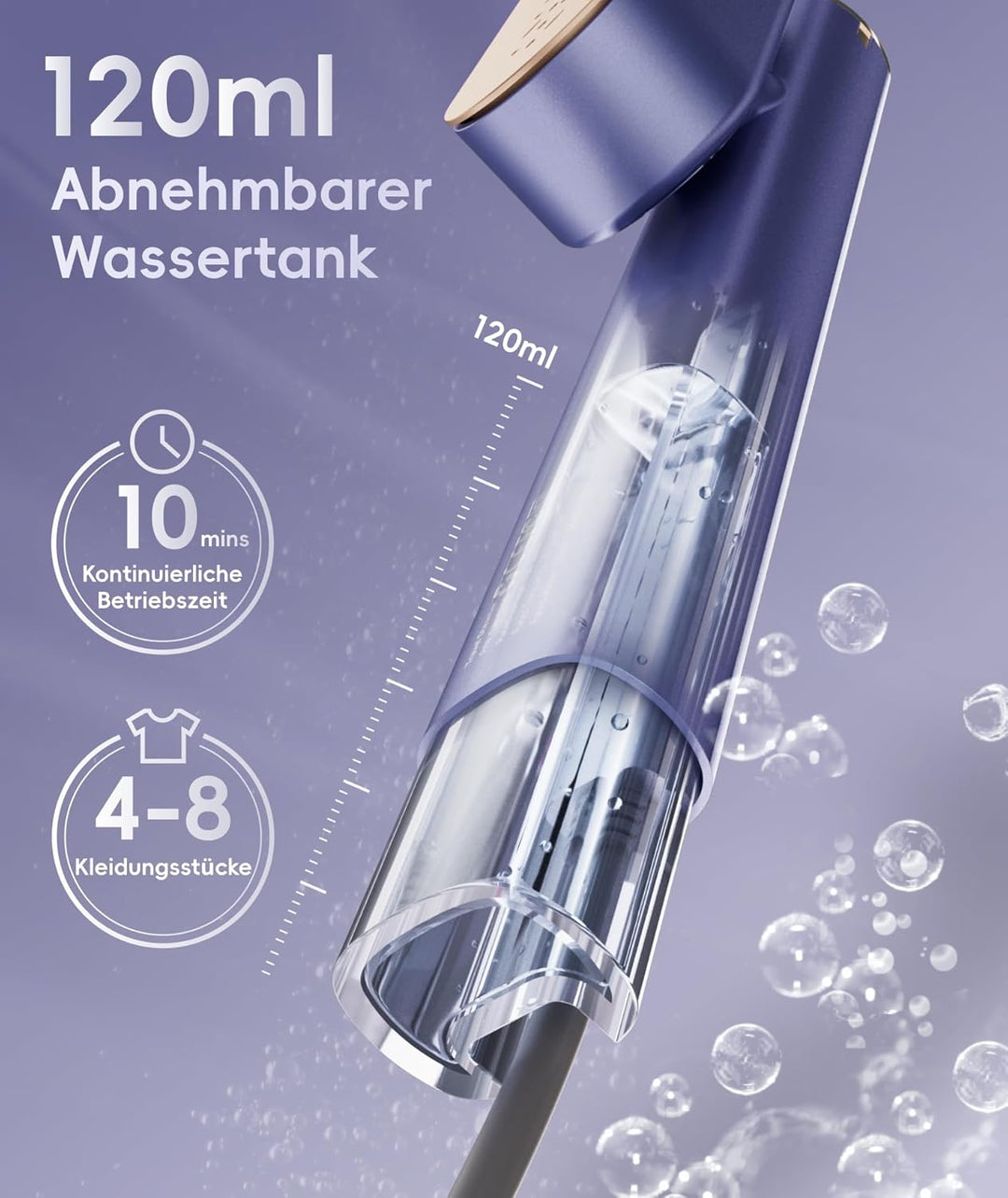 Dampfglätter für Kleidung, Handheld 100-240V Dual Voltage Travel Dampfglätter, 1000W und 120ML Wasse