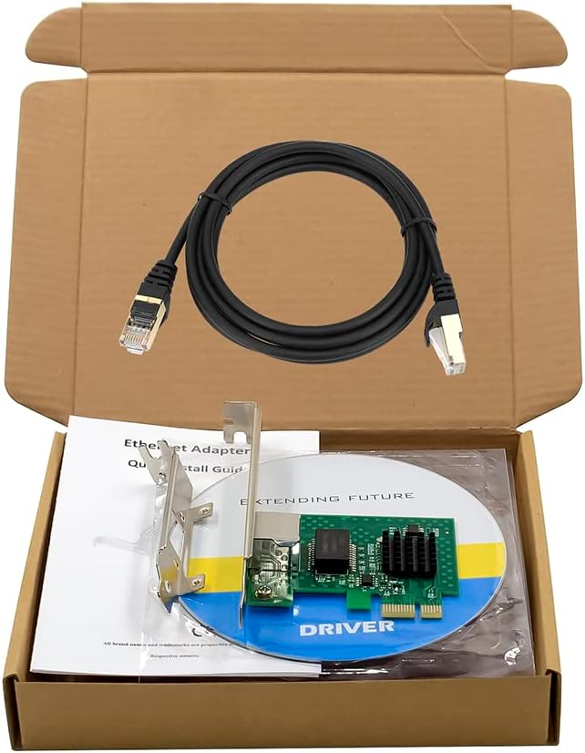 2,5 GBase-T PCIe 3.1 Netzwerkadapter mit Intel I225-V + 91 cm Cat8 Ethernet-Kabel 2500/1000/100 Mbps