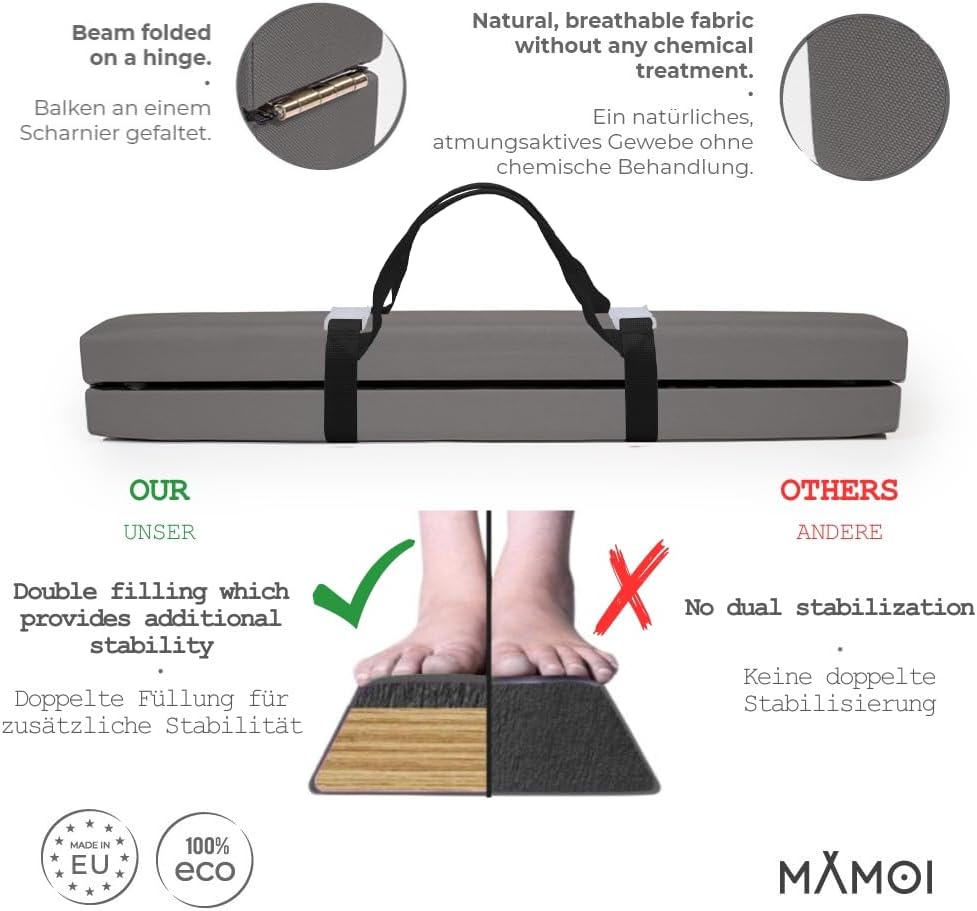 MAMOI® Schwebebalken für zuhause, Balancierbalken für Kinder, Balken Turnen klappbar, Turngeräte Ind