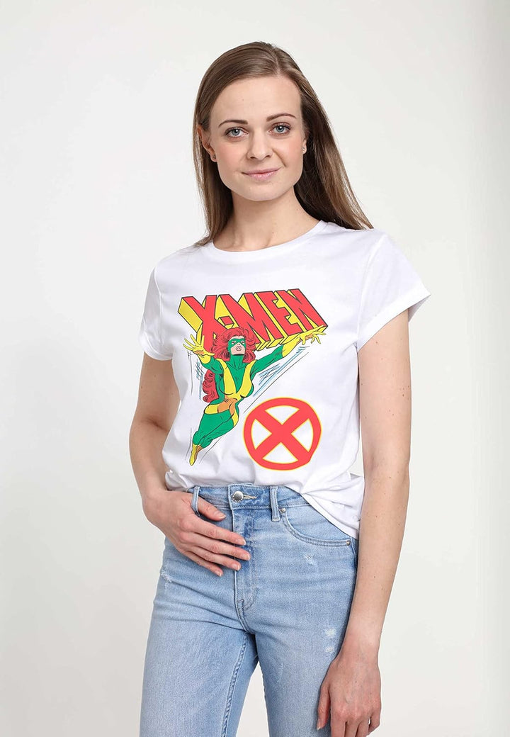 Marvel Damen X-men Grey Flight Women's Rolled Sleeve T-shirt L Weiss, L Weiss