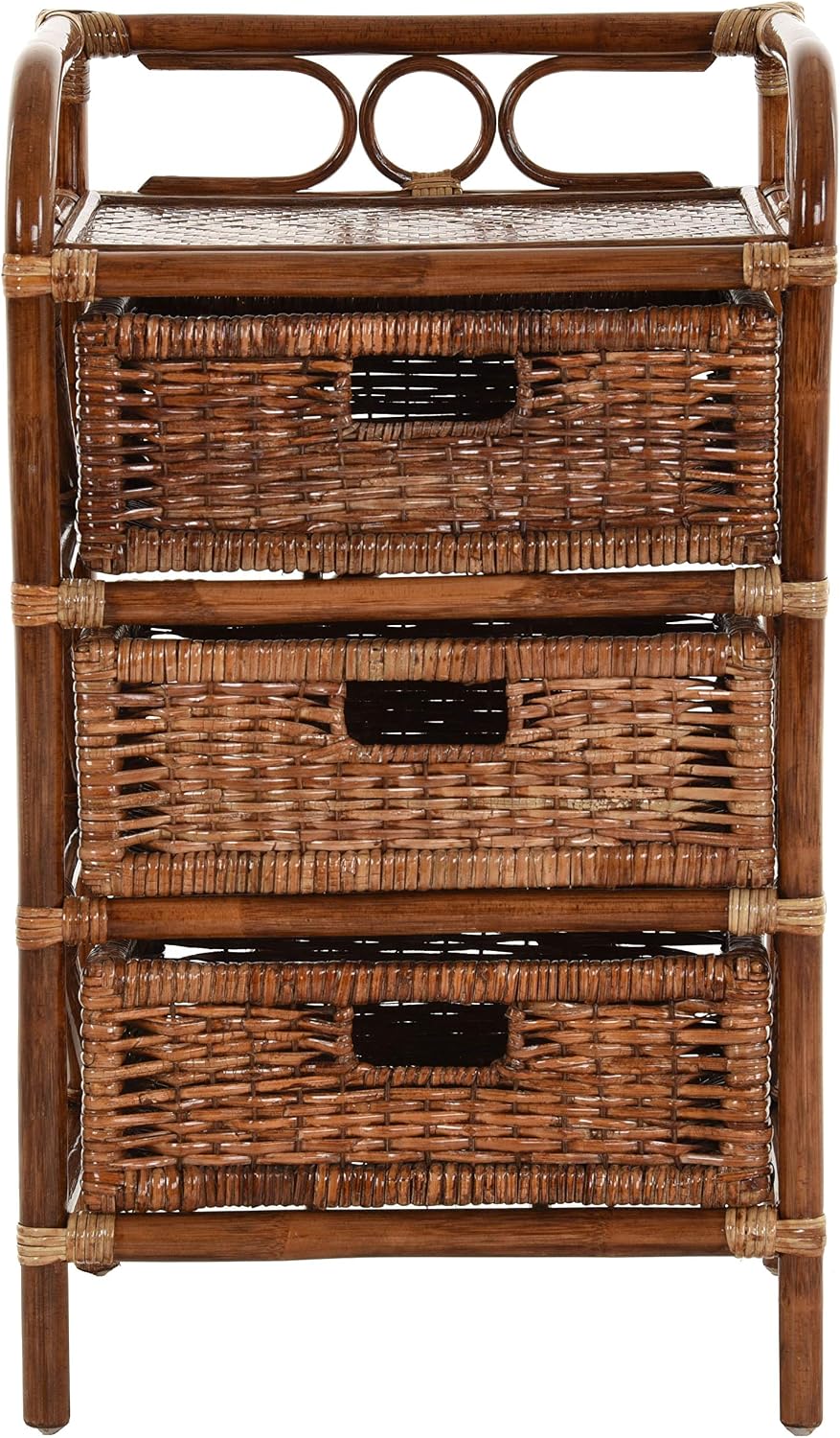 korb.outlet Rattan-Kommode mit Schubladen Badregal Korb Regal Schubfächer aus echtem Rattan 46 cm br