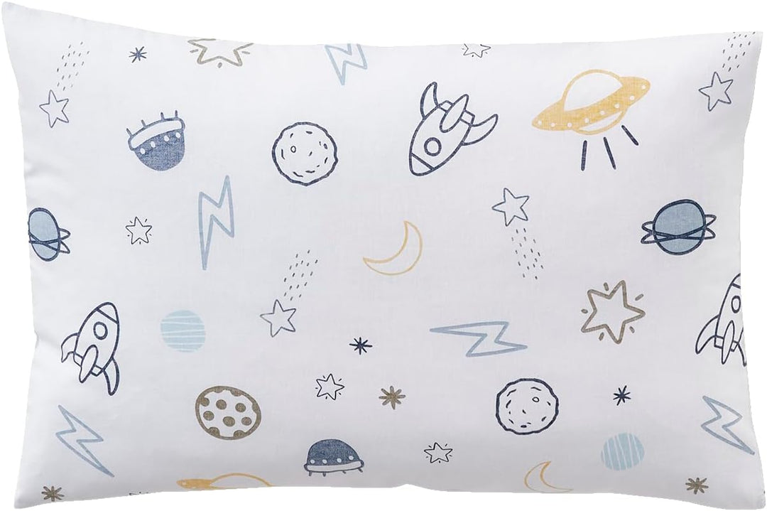 Vertbaudet Kinder Bettwäsche-Set „Cosmos“ blau/weiss Bedruckt 140X200 - Kissen 50X75 140X200 - KISSE