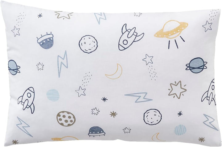 Vertbaudet Kinder Bettwäsche-Set „Cosmos“ blau/weiss Bedruckt 140X200 - Kissen 50X75 140X200 - KISSE