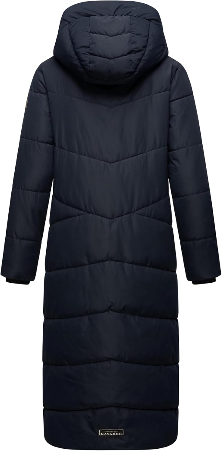Navahoo Damen Wintermantel Warmer Steppmantel extralang mit Abnehmbarer Kapuze Hingucker XIV XS-XXL
