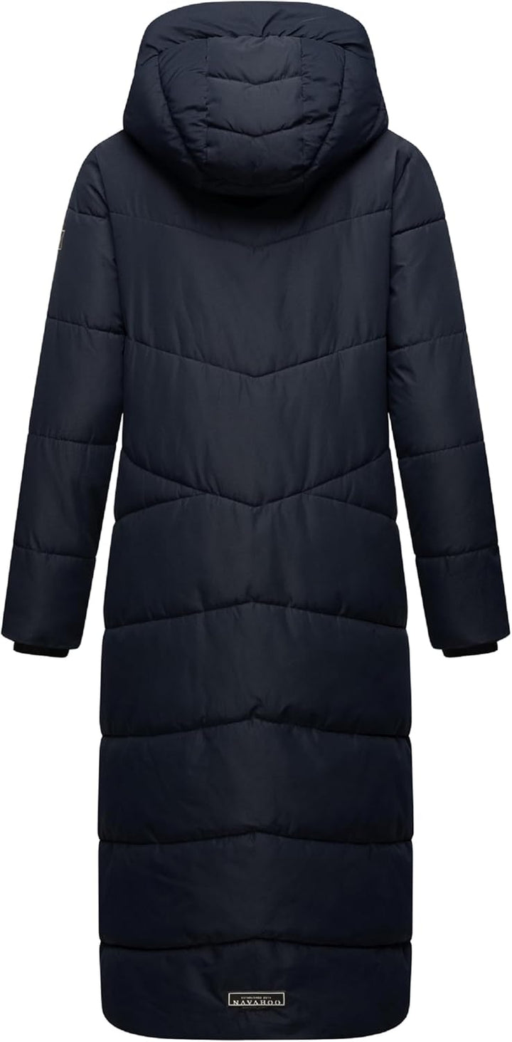 Navahoo Damen Wintermantel Warmer Steppmantel extralang mit Abnehmbarer Kapuze Hingucker XIV XS-XXL
