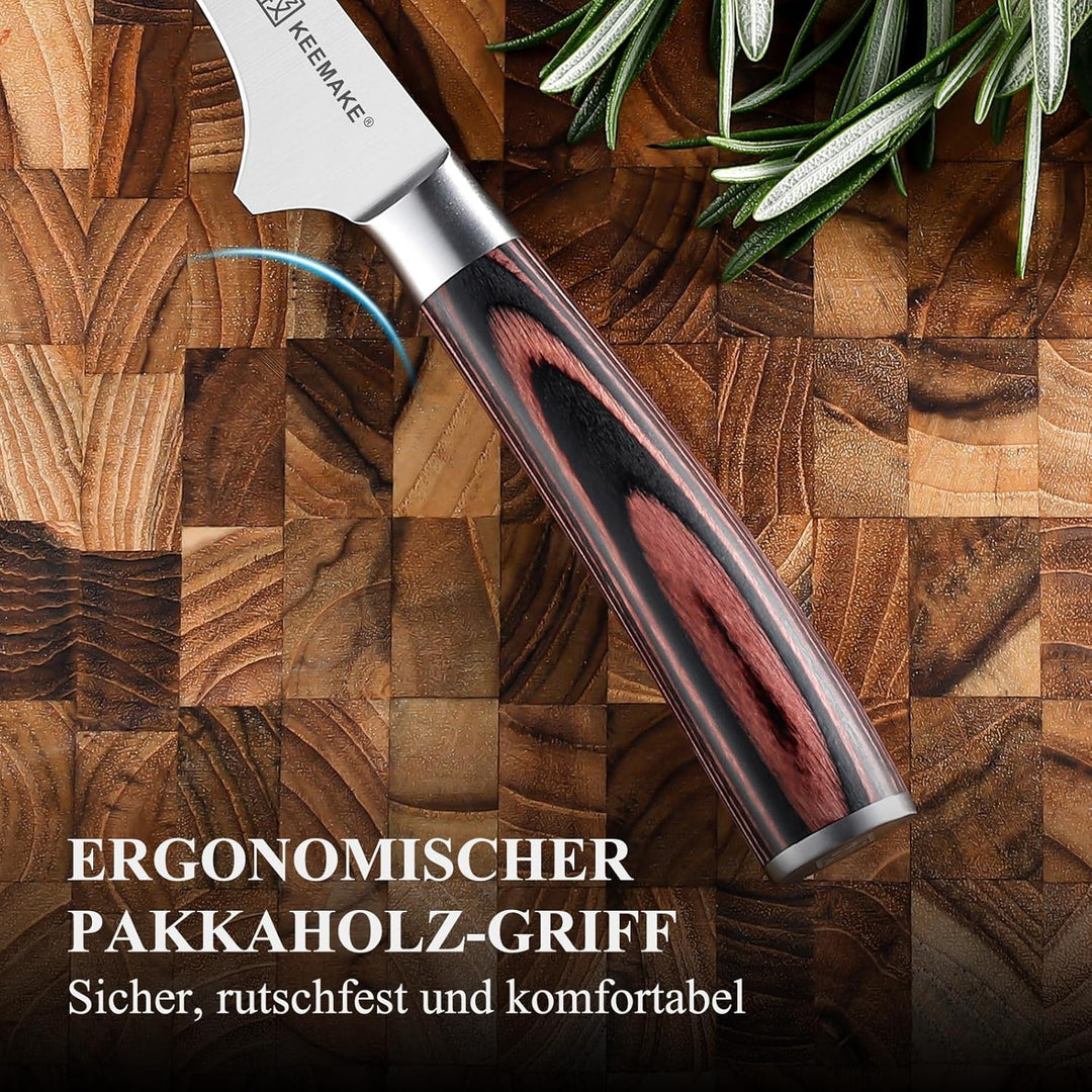 KEEMAKE Filetiermesser 15 cm, Profi Fischmesser Ausbeinmesser mit Ergonomischem Pakkaholz-Griff, Küc
