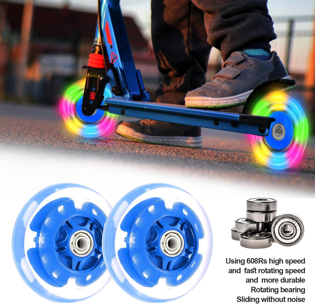 Leuchtende Scooter Räder, 2 Paar Led Scooter Rollen Räder, 80mm,120mm Scooter Ersatzräder, Stunt Sco
