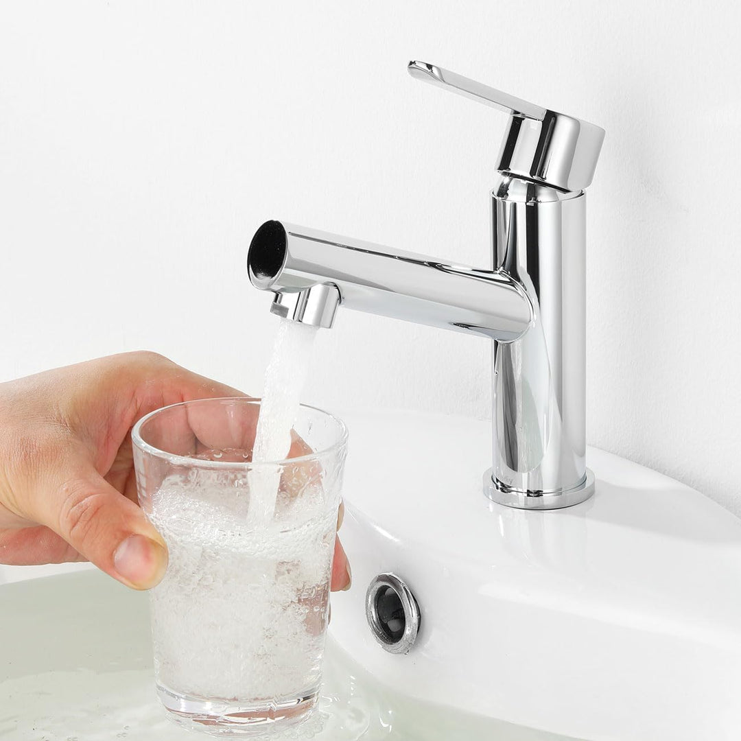 Waschtischarmatur, Wasserhahn Bad Mischbatterie, Einhebelmischer Waschbecken Armaturen mit Auslauf H