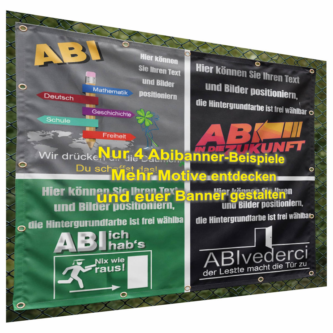 Personalisiertes Abibanner – mit eigenem Text & Foto gestalten – Banner für Abschlussfeier, Abi-Part
