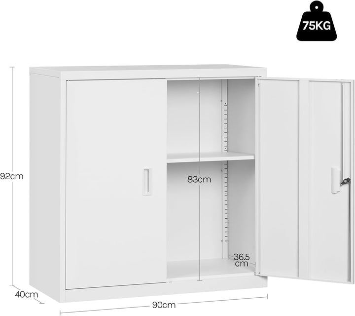 WOLTU Aktenschrank abschliessbar, Ordnerschrank mit höhenverstellbarem Einlegboden, Metallschrank mi