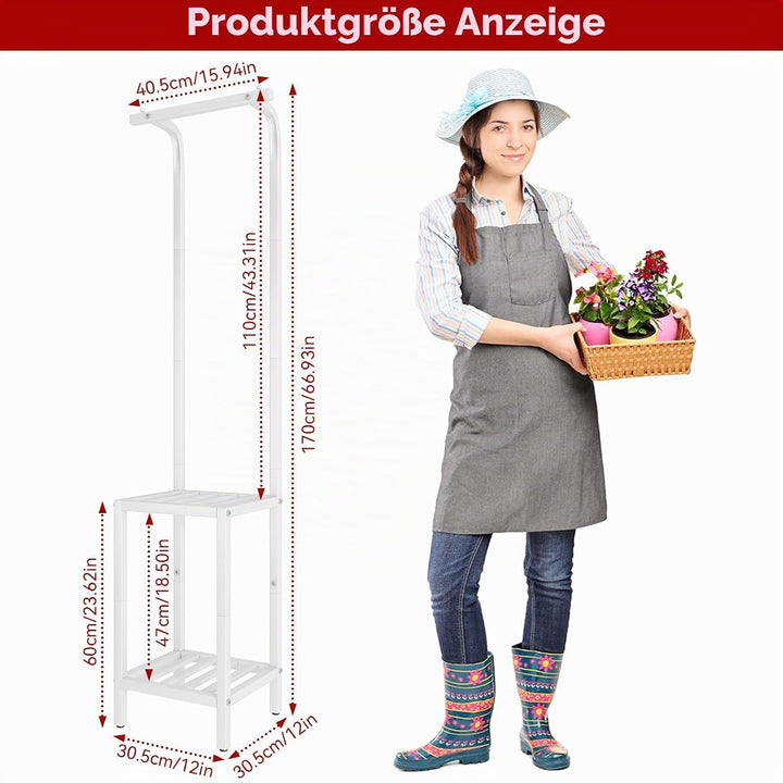 IBUYKE 170cm Hoch Pflanzenständer für Innen Aussen, 3 Etagen Metall Hängendes Blumenregal für Mehrer