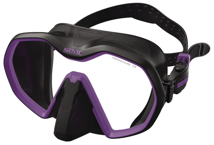 Seac Icona, rahmenlose Einglas-Tauchmaske, 100% Made in Italy schwarz/violett, schwarz/violett