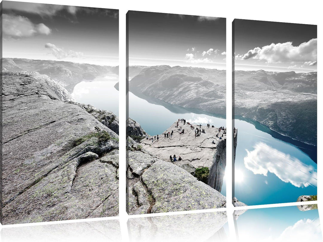 Pixxprint Küste in Norwegen als Leinwandbild/Grösse: 3 Teilig (120x80 cm) cm/Wandbild/Kunstdruck/fer