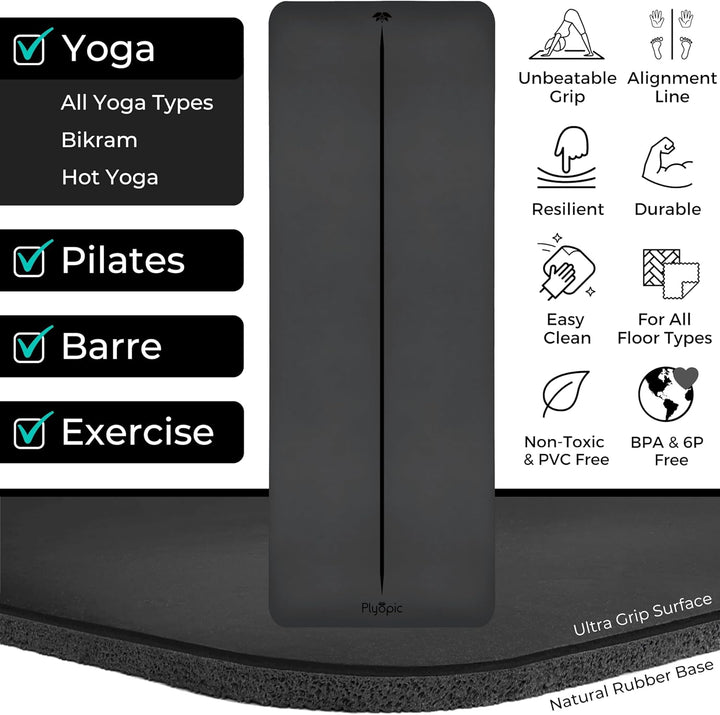 Plyopic Ultra-Grip Pro Yoga-Matte – Unschlagbare Rutschfest Leistung. Schweissresistent. Ausrichtung