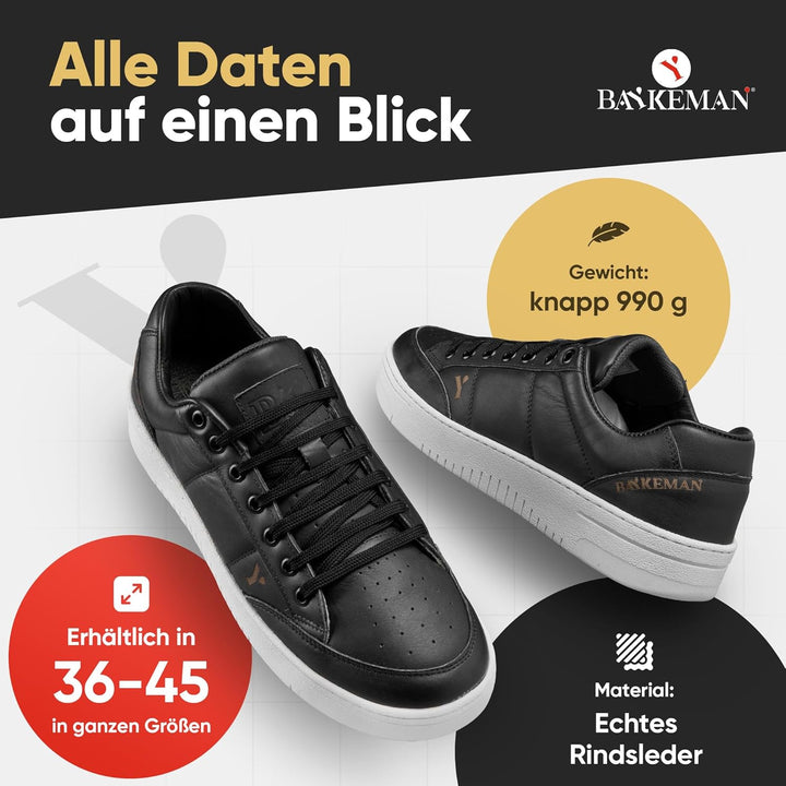 BAYKEMAN - Sneaker aus echtem Leder Unisex für Herren Damen Jungen Mädchen - sehr hochwertige, komfo