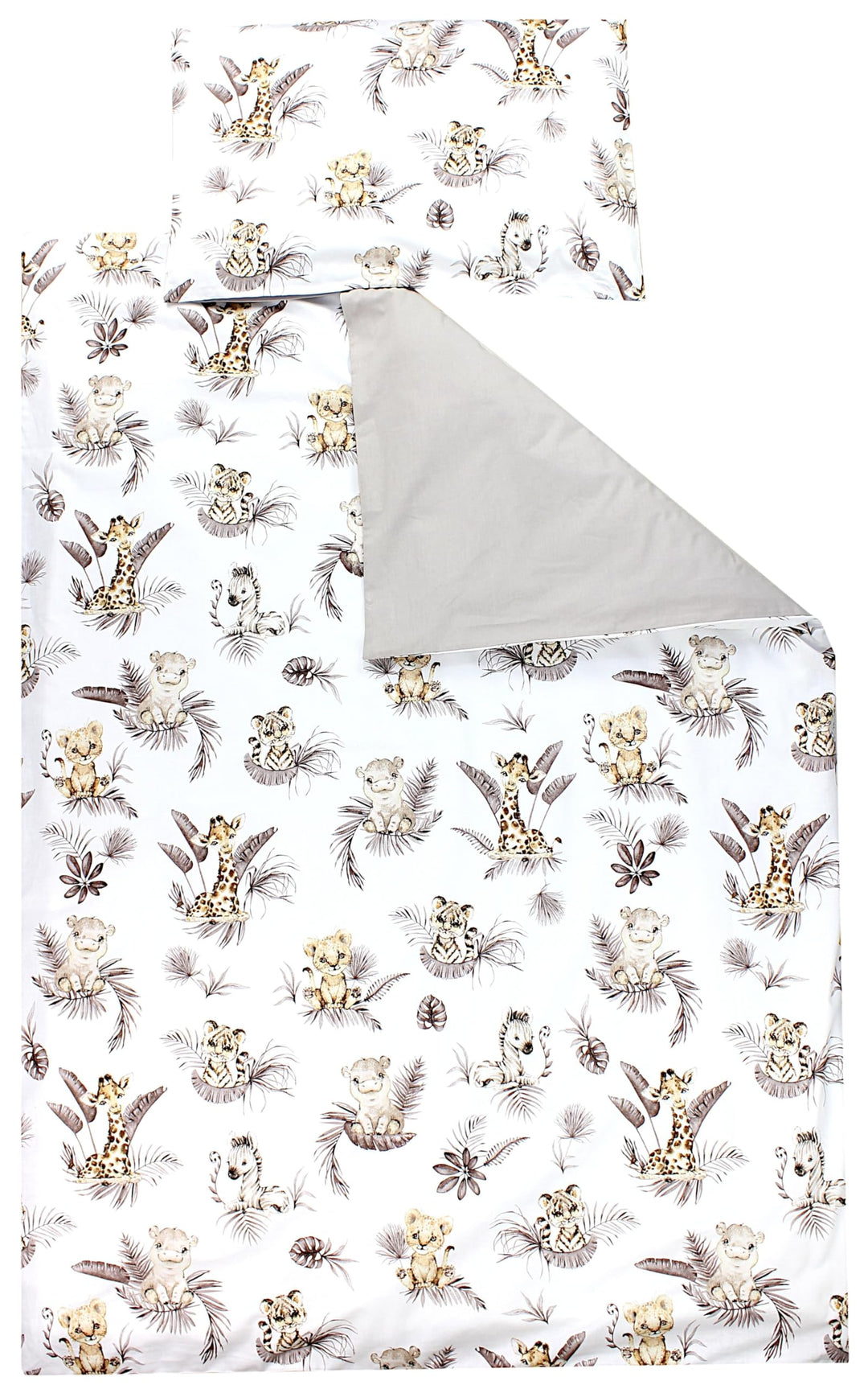 TupTam Kinder Bettwäsche Gemustert 2-Teilig Wendebettwäsche, Farbe: Beige Löwe Blätter/Beige, Grösse
