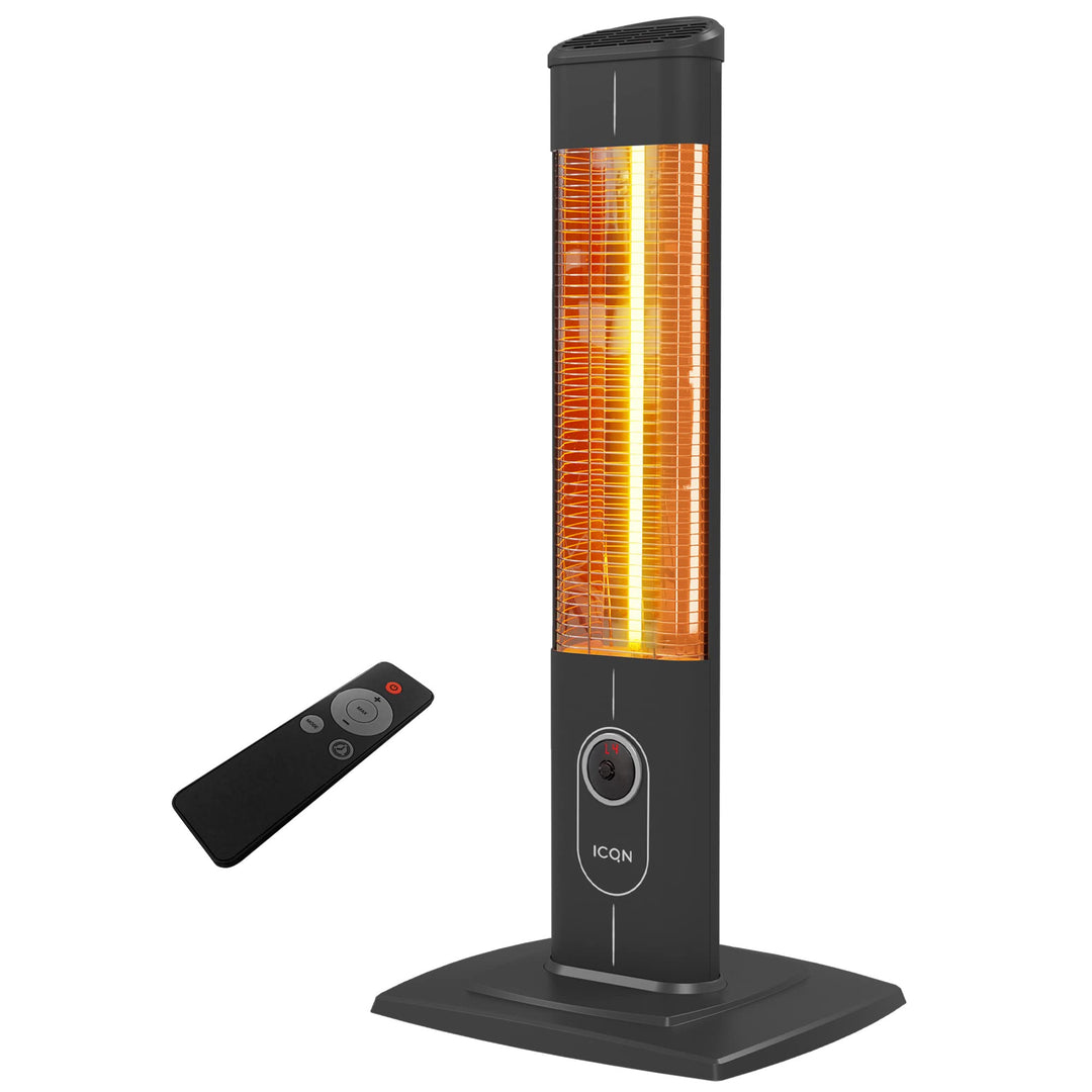 ICQN 2300 Watt Stand Heizstrahler | 4 Heizstufen mit Fernbedienung | Kohlenstoff Infrarotstrahler fü