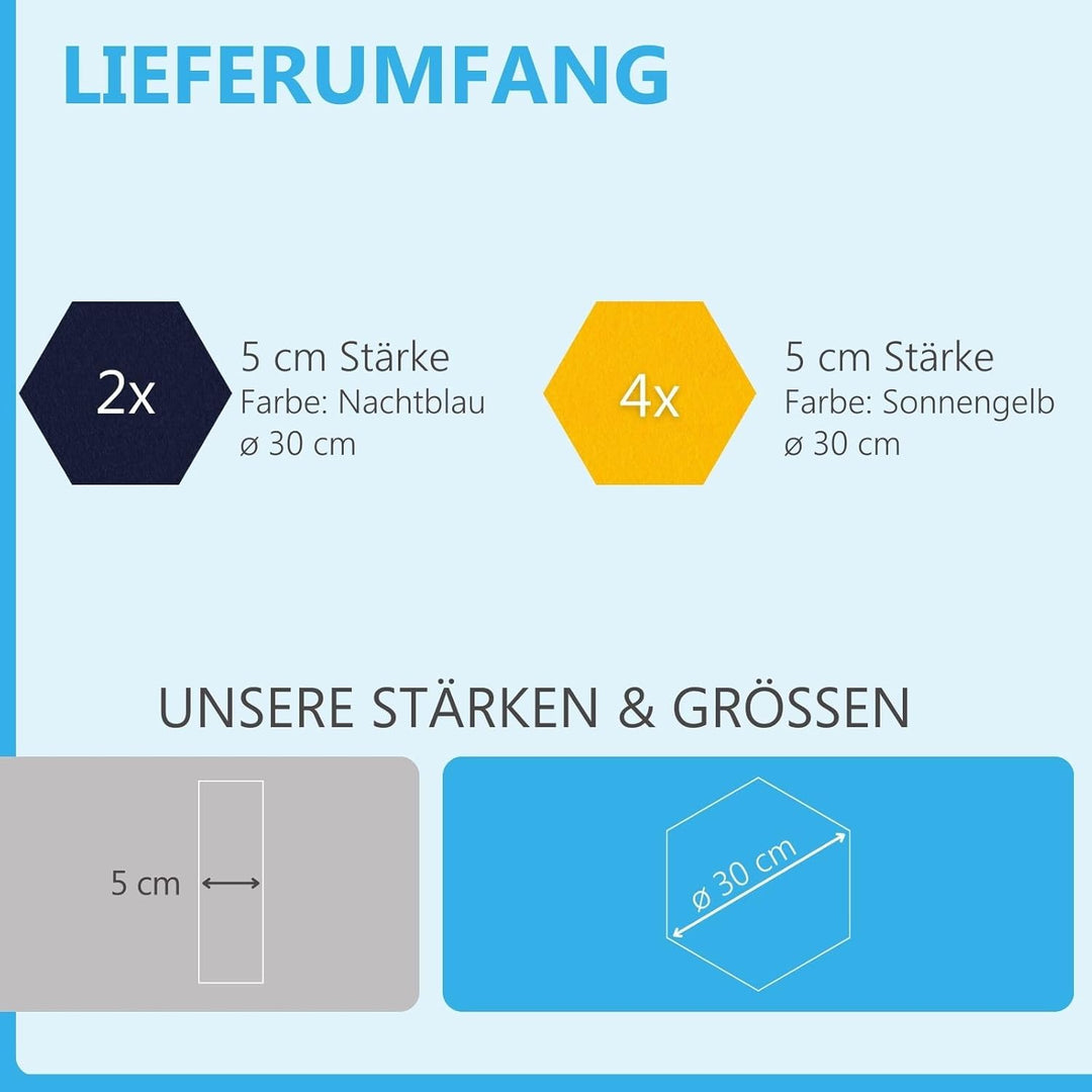 platino24 Schallabsorber COLORE aus Basotec G+ I Akustikpaneele mit Akustikfilz I Wand-Paneele mit 6