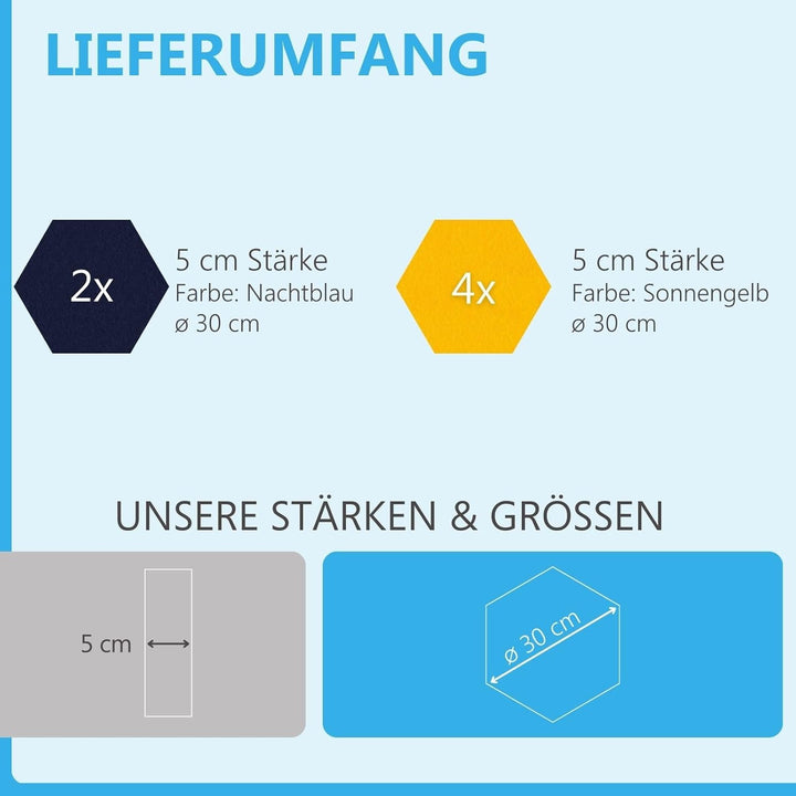 platino24 Schallabsorber COLORE aus Basotec G+ I Akustikpaneele mit Akustikfilz I Wand-Paneele mit 6