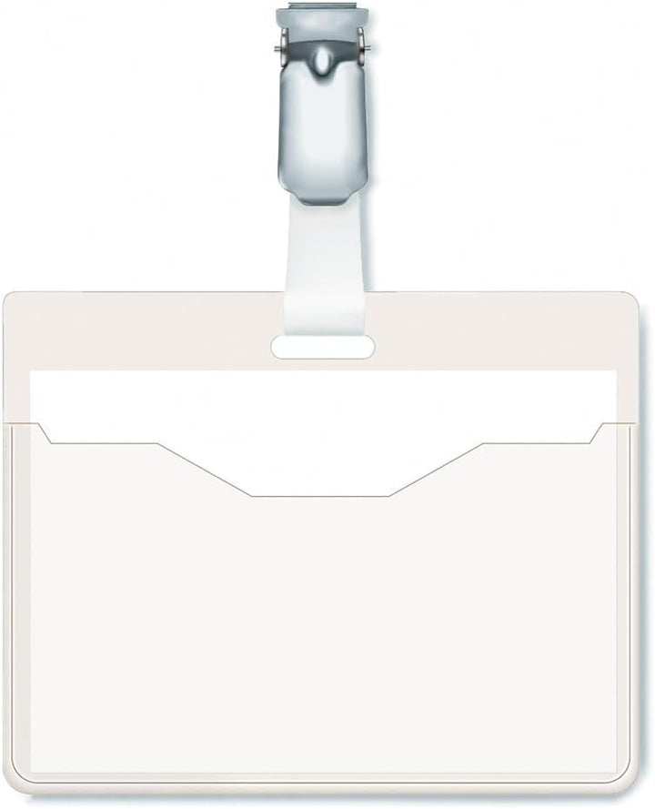 Durable Namensschild (mit Clip, 60 x 90 mm, Kunststoff) Packung à 25 Stück, transparent, 810619 60 x