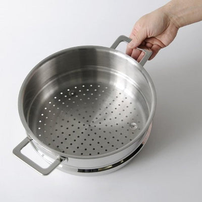 Alessi "POTS & PANS" Durchschlagartiger Einsatz zum Dünsten aus Edelstahl, 6.5 x 30.5 x 24 cm Silber